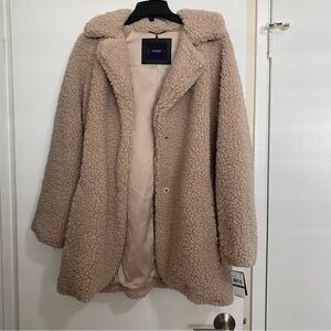 NWT Lucky Brand Faux Shearling Snap Button Coat